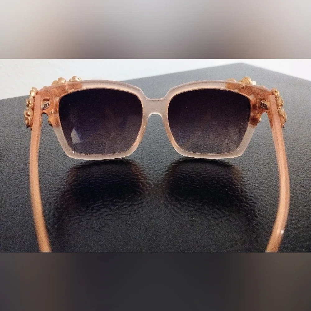 Dolce & Gabbana Rose Embellished Sunglasses - Rose Gold and Purple - Picture 9 of 9